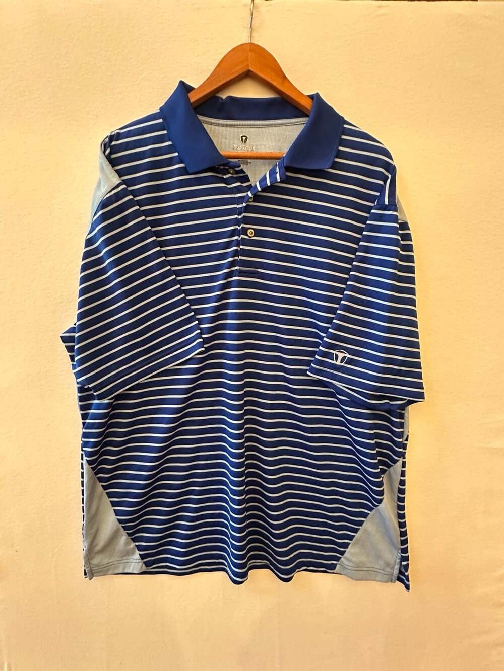 Pro Tour CoolPlay Men's Blue White Striped Golf Polo Shirt XXL